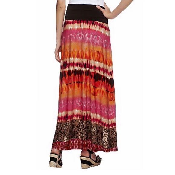 George Simonton Regular Printed Milky Knit Maxi Skirt, NWT 1X Aqua Combo A252983 - Picture 2 of 8